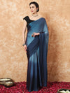 Saree Mall Women's Nylon Teal Blue Printed Ready To Wear With Blouse Piece-RTWATRNG9004