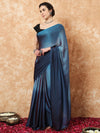 Saree Mall Women's Nylon Teal Blue Printed Ready To Wear With Blouse Piece-RTWATRNG9004