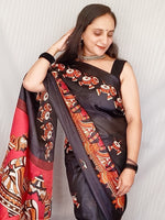 Saree Mall Women's Bhagalpuri  Black Printed Ready To Wear With Blouse Piece-RTWGLXS33B