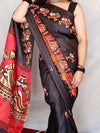 Saree Mall Women's Bhagalpuri  Black Printed Ready To Wear With Blouse Piece-RTWGLXS33B