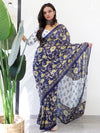 Saree Mall Women's Cotton Navy Blue Printed Ready To Wear With Blouse Piece-RTWMINAXI4102