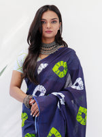 Saree Mall Women's Cotton Navy Blue Printed Ready To Wear With Blouse Piece-RTWMINAXI4103