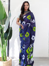 Saree Mall Women's Cotton Navy Blue Printed Ready To Wear With Blouse Piece-RTWMINAXI4103