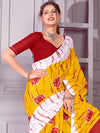 Saree Mall Women's Cotton Yellow Printed Designer Saree With Blouse Piece-RTWMINAXI4402