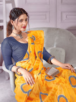 Saree Mall Women's Cotton Yellow Printed Designer Saree With Blouse Piece-RTWMINAXI4403