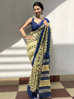 Saree Mall Women's Cotton Yellow Printed Ready To Wear With Blouse Piece-RTWMINAXI5301