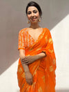 Saree Mall Women's Cotton Orange Printed Designer Saree With Blouse Piece-RTWMINAXI5501