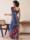 Saree Mall Women's Cotton Navy Blue Printed Ready To Wear With Blouse Piece-RTWMINAXI6202