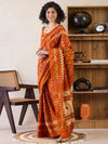 Saree Mall Women's Cotton Orange Printed Ready To Wear With Blouse Piece-RTWMINAXI6301