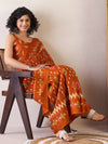 Saree Mall Women's Cotton Orange Printed Ready To Wear With Blouse Piece-RTWMINAXI6301