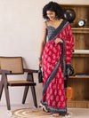 Saree Mall Women's Cotton Pink Printed Ready To Wear With Blouse Piece-RTWMINAXI6401