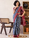 Saree Mall Women's Cotton Grey Printed Ready To Wear With Blouse Piece-RTWMINAXI6402