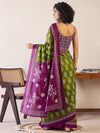 Saree Mall Women's Cotton Green Printed Ready To Wear With Blouse Piece-RTWMINAXI6403