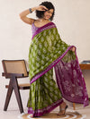 Saree Mall Women's Cotton Green Printed Ready To Wear With Blouse Piece-RTWMINAXI6403