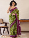 Saree Mall Women's Cotton Green Printed Ready To Wear With Blouse Piece-RTWMINAXI6403