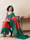 Saree Mall Women's Cotton Red Printed Ready To Wear With Blouse Piece-RTWMINAXI6501