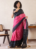 Saree Mall Women's Cotton Pink Printed Ready To Wear With Blouse Piece-RTWMINAXI6502