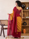 Saree Mall Women's Cotton Mustard Printed Ready To Wear With Blouse Piece-RTWMINAXI6503