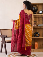 Saree Mall Women's Cotton Mustard Printed Ready To Wear With Blouse Piece-RTWMINAXI6503