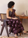 Saree Mall Women's Cotton Burgundy Printed Ready To Wear With Blouse Piece-RTWMINAXI6601