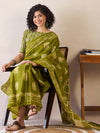 Saree Mall Women's Cotton Olive Printed Ready To Wear With Blouse Piece-RTWMINAXI6602