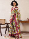 Saree Mall Women's Cotton White Printed Ready To Wear With Blouse Piece-RTWMINAXI6702