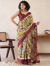 Saree Mall Women's Cotton White Printed Ready To Wear With Blouse Piece-RTWMINAXI6702