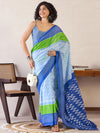 Saree Mall Women's Cotton Light Blue Printed Ready To Wear With Blouse Piece-RTWMINAXI6802