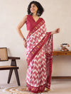 Saree Mall Women's Cotton Maroon Printed Ready To Wear With Blouse Piece-RTWMINAXI6901