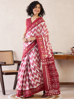 Saree Mall Women's Cotton Maroon Printed Ready To Wear With Blouse Piece-RTWMINAXI6901