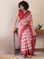 Saree Mall Women's Cotton Maroon Printed Ready To Wear With Blouse Piece-RTWMINAXI6901