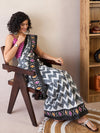 Saree Mall Women's Cotton Charcoal Grey Printed Ready To Wear With Blouse Piece-RTWMINAXI6902