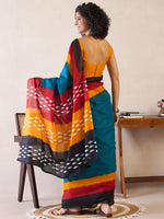 Saree Mall Women's Cotton Teal Blue Printed Ready To Wear With Blouse Piece-RTWMINAXI7101