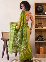 Saree Mall Women's Cotton Light Green Printed Ready To Wear With Blouse Piece-RTWMINAXI7103