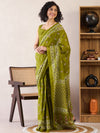 Saree Mall Women's Cotton Olive Printed Ready To Wear With Blouse Piece-RTWMINAXI7105