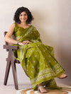 Saree Mall Women's Cotton Olive Printed Ready To Wear With Blouse Piece-RTWMINAXI7105