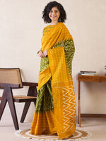 Saree Mall Women's Cotton Olive Printed Ready To Wear With Blouse Piece-RTWMINAXI7202