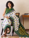 Saree Mall Women's Cotton White Printed Ready To Wear With Blouse Piece-RTWMINAXI7302