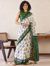 Saree Mall Women's Cotton White Printed Ready To Wear With Blouse Piece-RTWMINAXI7302