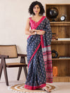 Saree Mall Women's Cotton Charcoal Grey Printed Ready To Wear With Blouse Piece-RTWMINAXI7305