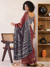 Saree Mall Women's Cotton Brown Printed Ready To Wear With Blouse Piece-RTWMINAXI7401B