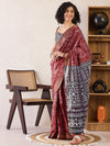 Saree Mall Women's Cotton Brown Printed Ready To Wear With Blouse Piece-RTWMINAXI7401B