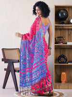 Saree Mall Women's Cotton Pink Printed Ready To Wear With Blouse Piece-RTWMINAXI7401C