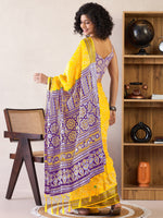 Saree Mall Women's Cotton Yellow Printed Ready To Wear With Blouse Piece-RTWMINAXI7401D