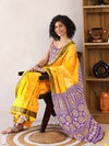 Saree Mall Women's Cotton Yellow Printed Ready To Wear With Blouse Piece-RTWMINAXI7401D