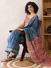 Saree Mall Women's Cotton Navy Blue Printed Ready To Wear With Blouse Piece-RTWMINAXI7401