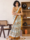 Saree Mall Women's Cotton White Printed Ready To Wear With Blouse Piece-RTWMINAXI7405