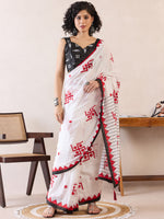 Saree Mall Women's Cotton White Printed Ready To Wear With Blouse Piece-RTWMINAXI7602