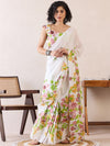 Saree Mall Women's Cotton White Printed Ready To Wear With Blouse Piece-RTWMINAXI7603