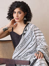 Saree Mall Women's Cotton White Printed Ready To Wear With Blouse Piece-RTWMINAXI7604